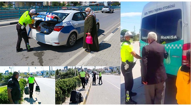 Minibüsün almadığı yaşlı çifte polis yardımı